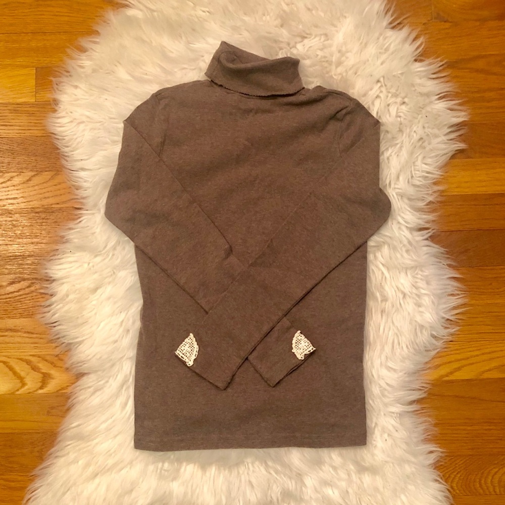 SOLD - Brown Turtleneck with Lace detail